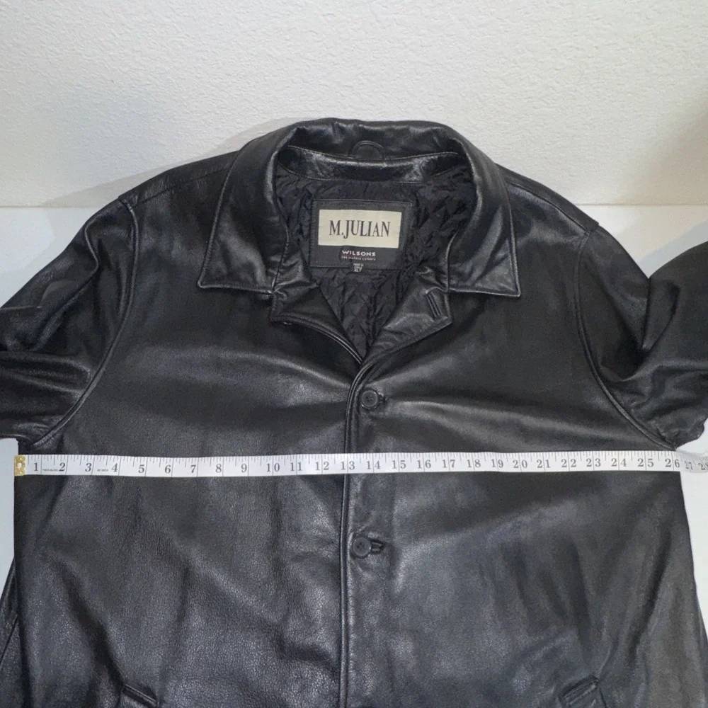 Vintage M.Julian Wilson's Men's Black Leather Blade Trench Coat Size XLT Jacket
